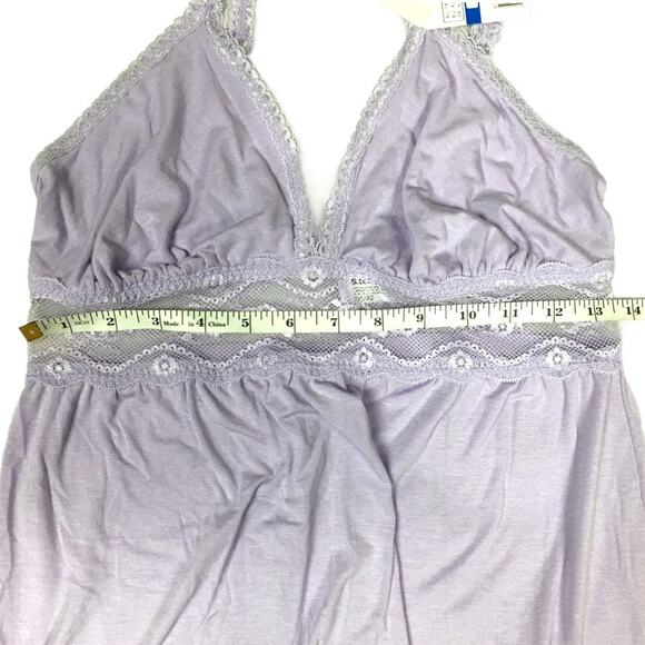 B. Tempt'd b.adorable Chemise Lingerie‎ Lavender Lace Cotton Slip NWT Women's XL - Picture 7 of 11